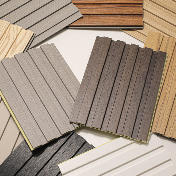 Panel de techo revestido de PVC Fibra de bambú Art Louver Paneles de fondo WPC Panel de pizarra flotante