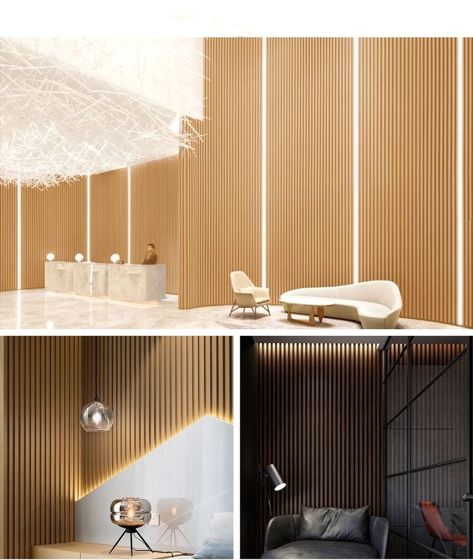 Panel de techo revestido de PVC Fibra de bambú Art Louver Paneles de fondo WPC Panel de pizarra flotante