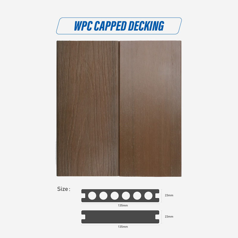 WPC/BPC Teak Color WPC Terraza exterior a prueba de fuego con tapa de fibra de madera a prueba de agua Decking compuesto de alta calidad Antideslizante