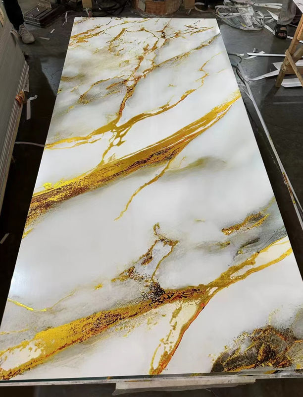 Interior Bambú Fibra de carbón de madera carilla de metal textura espejo sólido paneles de pared de PVC