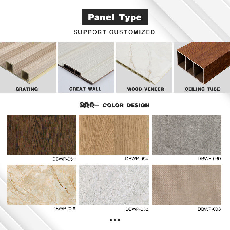Color de madera y color de mármol Amigable con el medio ambiente Interior de madera de plástico de madera de grano de PVC interior panel de pared decorativo