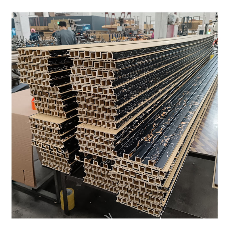 Tableros de pared decorativos Techo de lujo Wpc paneles de madera de pizarra Pvc paneles de pared Wpc interior con led