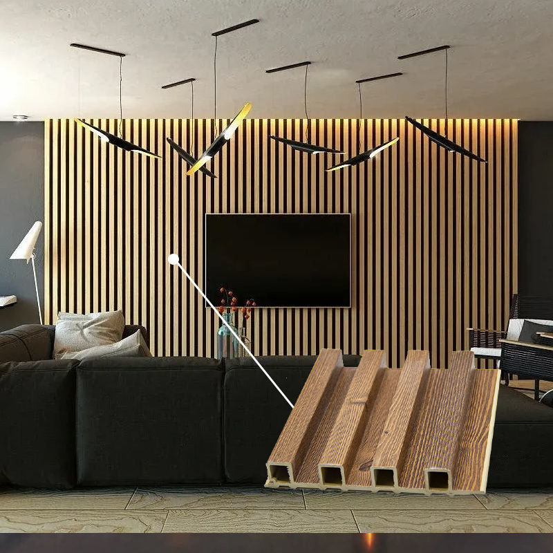 Panel de pared de Wpc de fluido ecológico de uso interior Revestimiento de pared de Wpc Decoración interior Madera alternativa