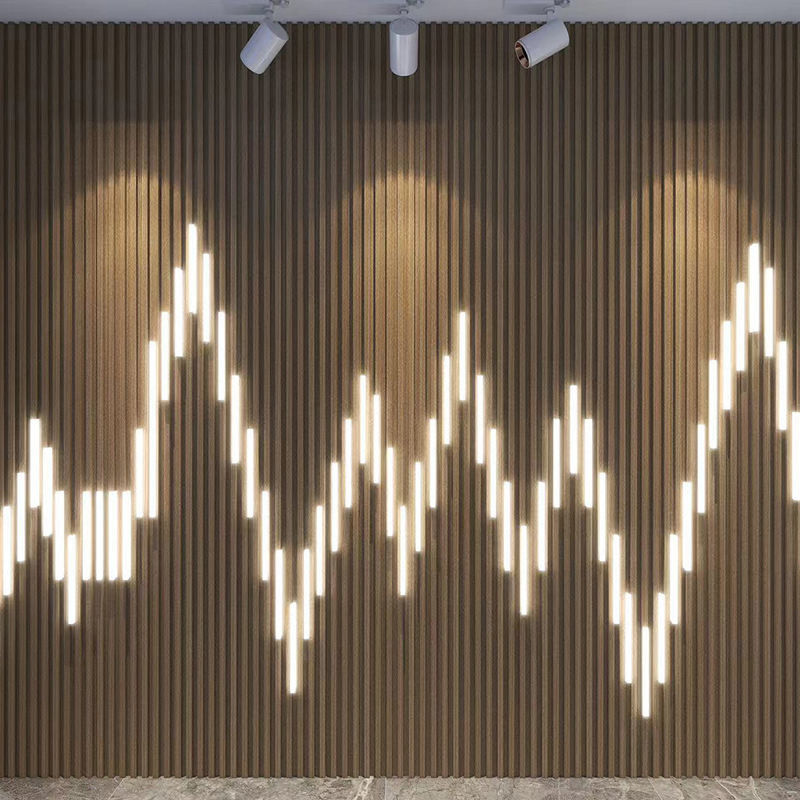 Nuevo diseño de madera de grano impermeable paneles de pared WPC Diseños para la decoración del interior fácil de instalar