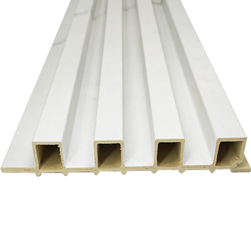 Arte de interiores modernos Louver Decorativo 3d paneles de pared de Wpc con flauta para pared o techo y panel de revestimiento de PVC de televisión interior