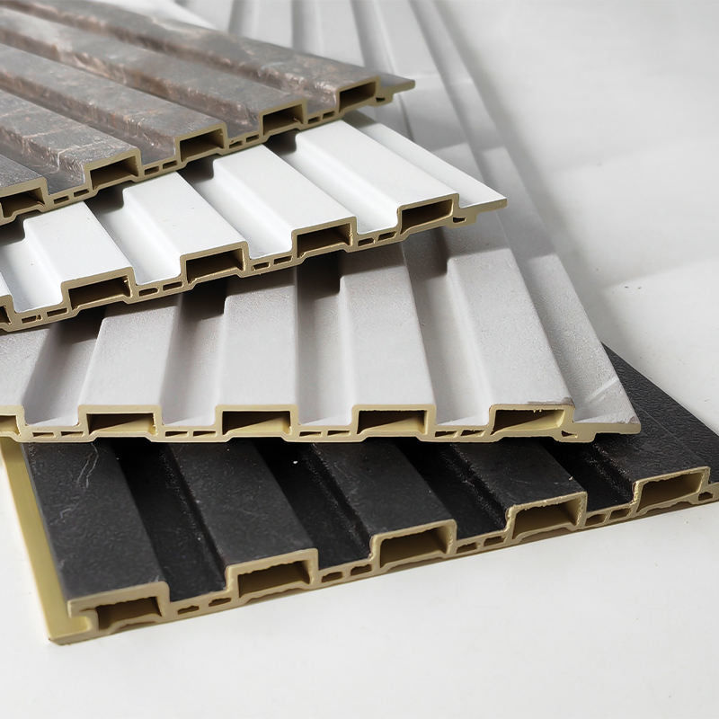 Arte de interiores modernos Louver Decorativo 3d paneles de pared de Wpc con flauta para pared o techo y panel de revestimiento de PVC de televisión interior