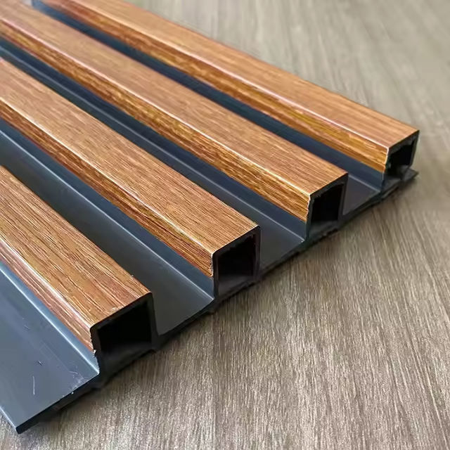 Panel de pared interior de PVC WPC, panel gordo 3D, decoración WPC, panel de pared para interiores de hotel, diseño de bambú