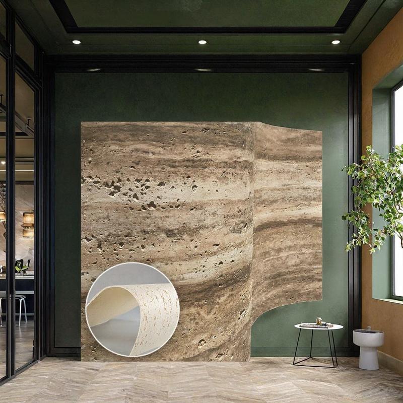 Modern 3D Waterproof Indoor Wall Panels Bendable 20*30 cm Travertine Artificial Veneer Tile Soft Flexible for Dining Hotel