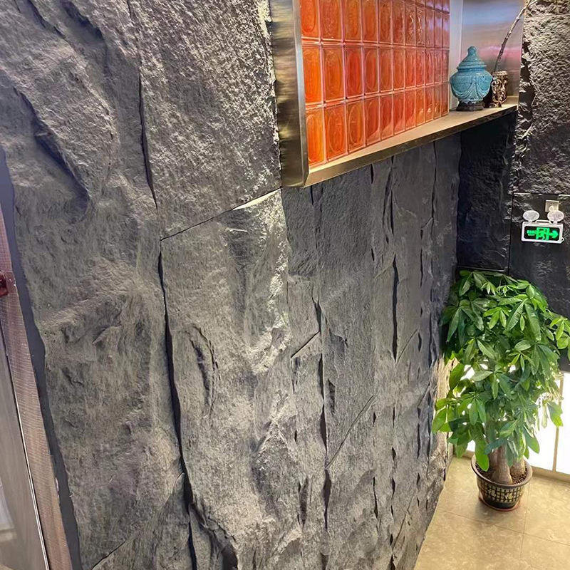 3D Falsos paneles de pared de piedra PU Panel de Wainscoting para la decoración de paredes interiores PU Texturas de cemento de piedra acento más grueso para la decoración de paredes