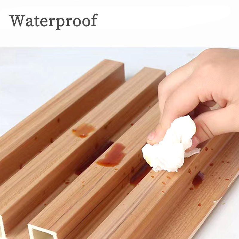 Panel de pared de PVC WPC Panel 3D de grano de madera para la decoración