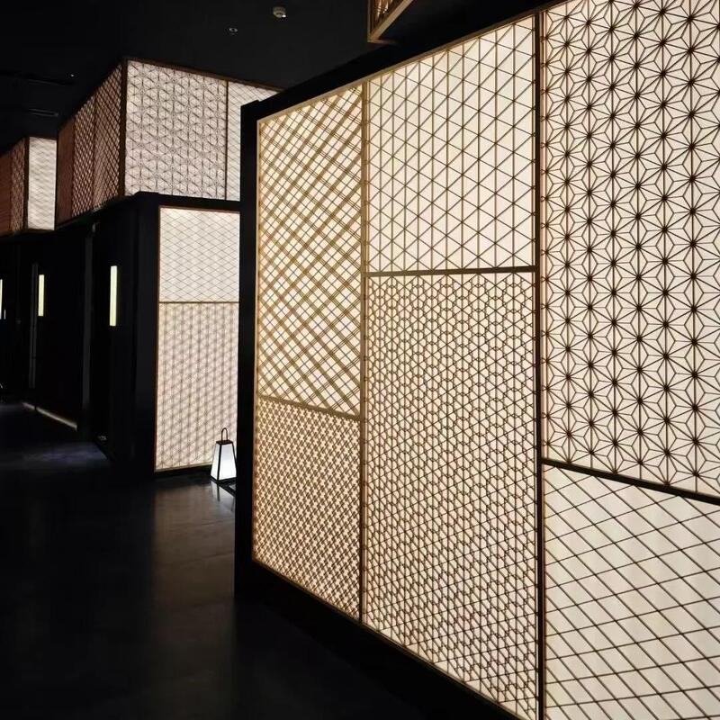 Trabajos en madera Kumiko para artesanía en madera, puerta, ventana, caja de madera, decoración de restaurante japonés, partición