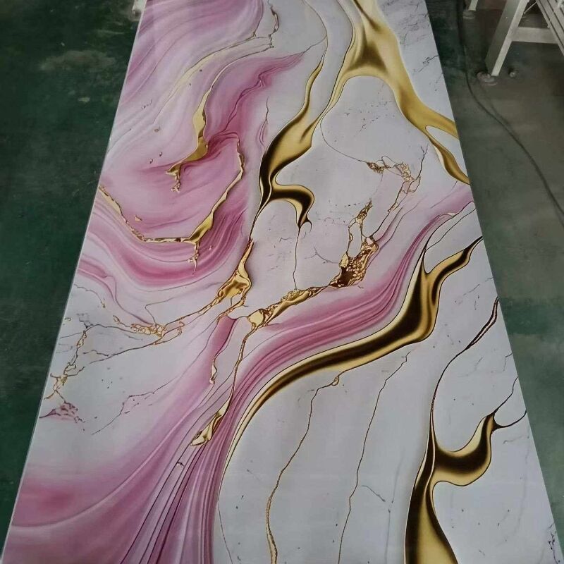 Hot Sales UV Marble Sheet Customization Gilded Gold Design PVC Marble Wall Panel for Indoor Decoration