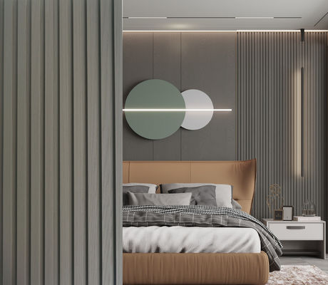 El panel de pared de la fibra de madera de la obra clásica 3000m m WPC estrió el tablero Eco de la pared de Wpc amistoso