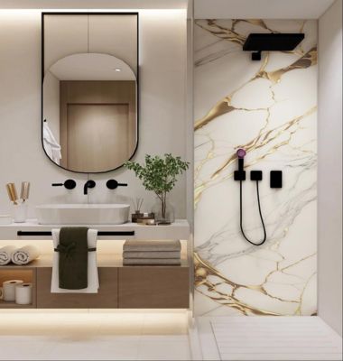 Modern PVC Wall Panel Antistatic UV Waterproof Marble Plastic Sheet for Outdoor Kitchen Apartment Bathroom Living Room