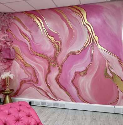 Panel de pared de mármol UV de color rosa para decoración de dormitorio