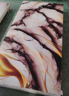 Panel de pared de PVC moderno con lámina de mármol UV, tablero decorativo de plástico de alto brillo para fondo de TV, interior del hogar, 1220x2440mm*3mm